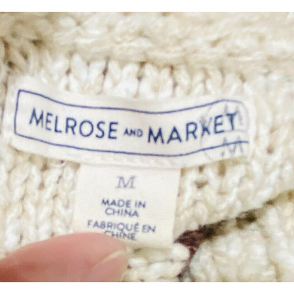 Melrose & Market Pullover Sweater Cotton Blend Earth Tone Stripes Textured Sz M - Picture 4 of 9